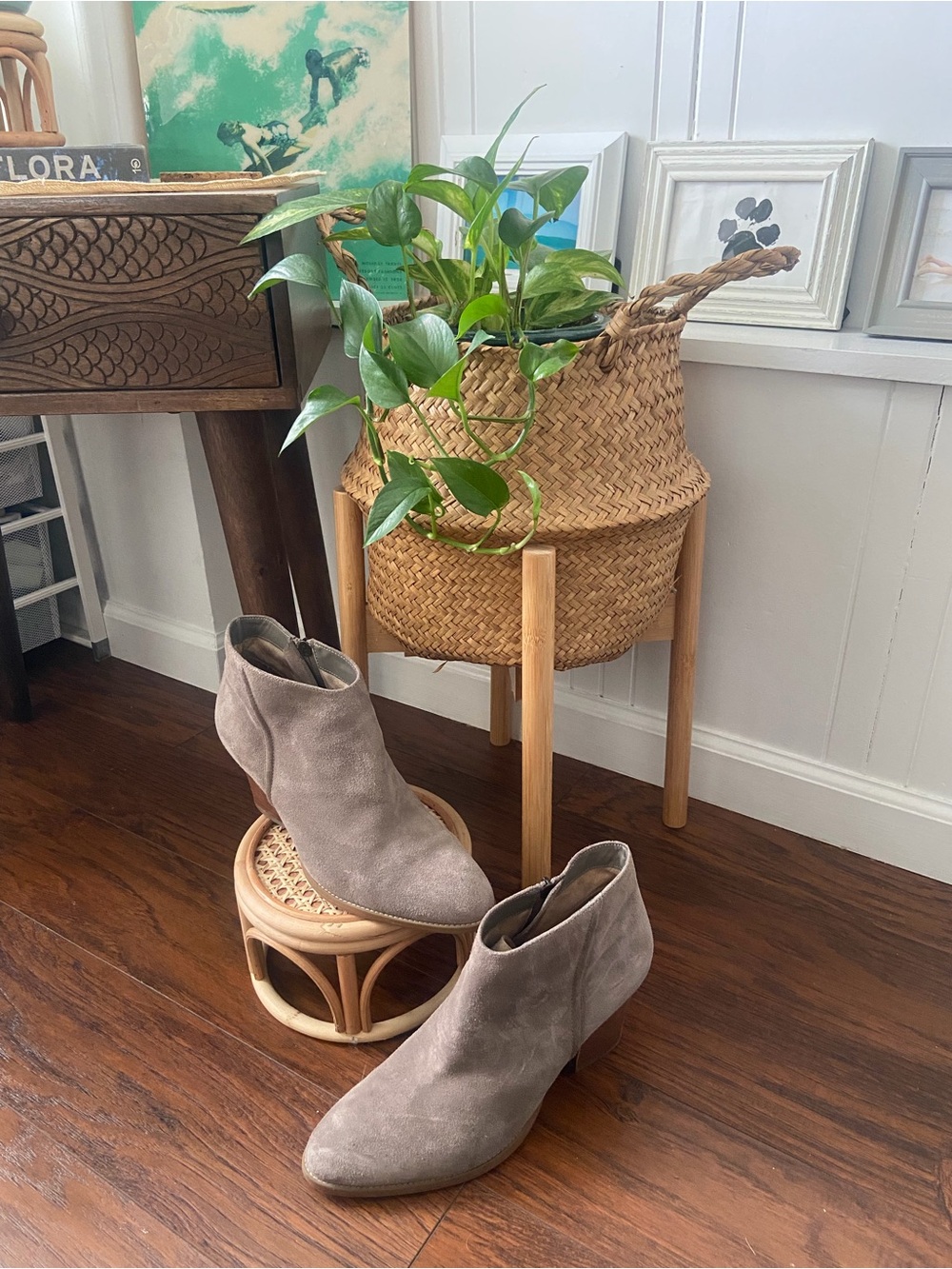 Susina Grey Suede Ankle Boots